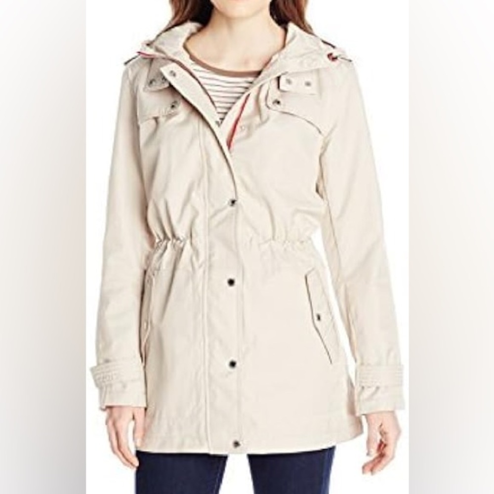 TOMMY HILFIGER Beige Trench Coat with Hood Size M